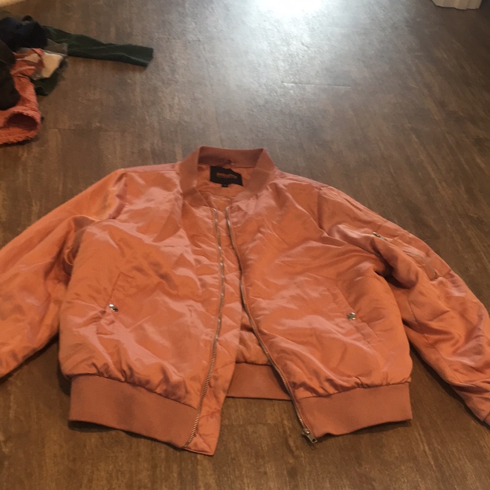 Rose gold pink bomber jacket
